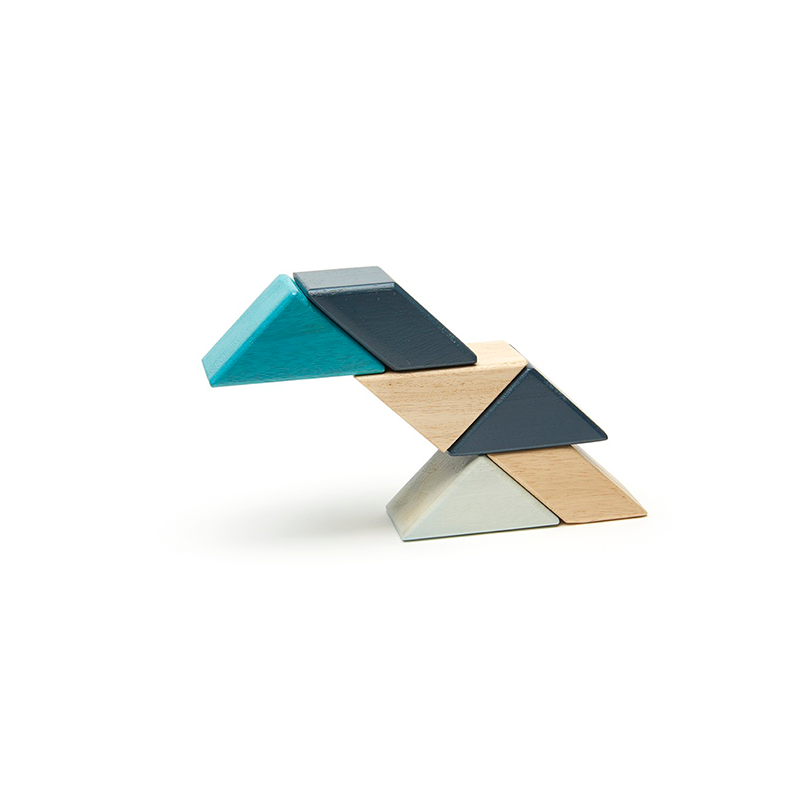 Pocket Pouch Prism Magnetic Wooden Blocks, 6 pieces