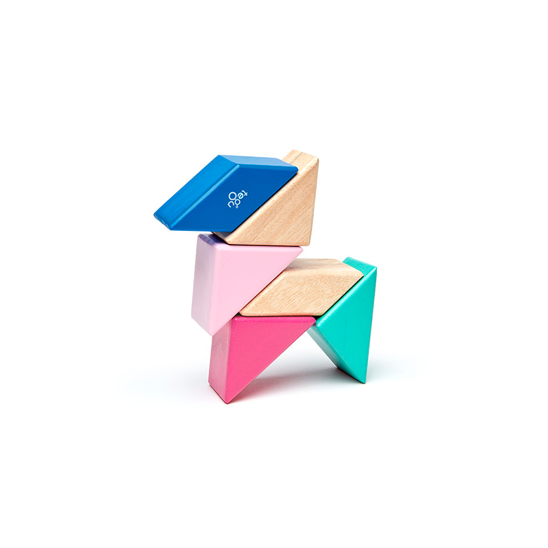 Pocket Pouch Prism Magnetic Wooden Blocks, 6 pieces