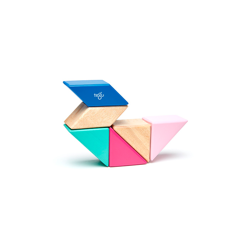 Pocket Pouch Prism Magnetic Wooden Blocks, 6 pieces