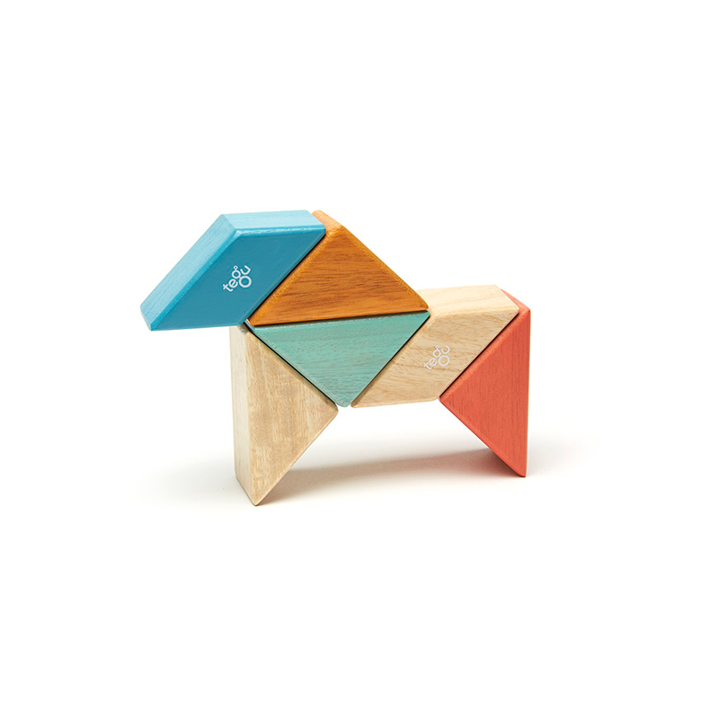 Pocket Pouch Prism Magnetic Wooden Blocks, 6 pieces
