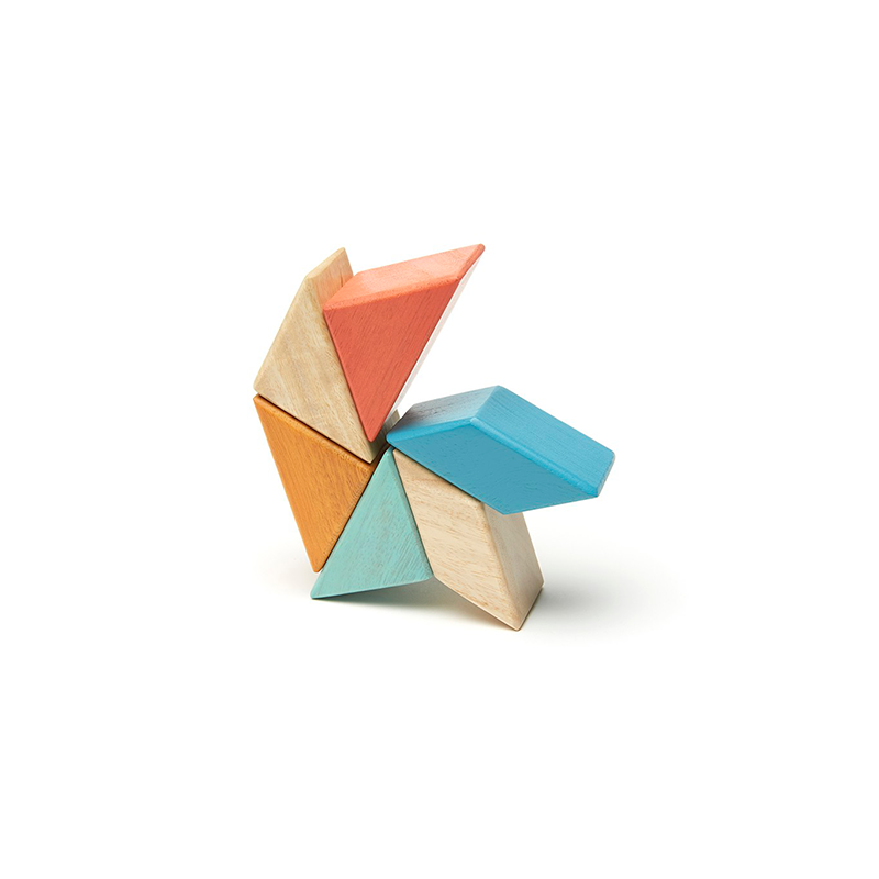 Pocket Pouch Prism Magnetic Wooden Blocks, 6 pieces