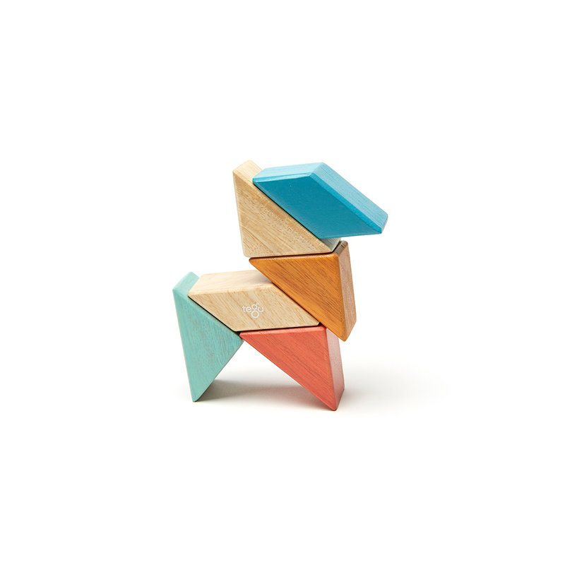 Pocket Pouch Prism Magnetic Wooden Blocks, 6 pieces