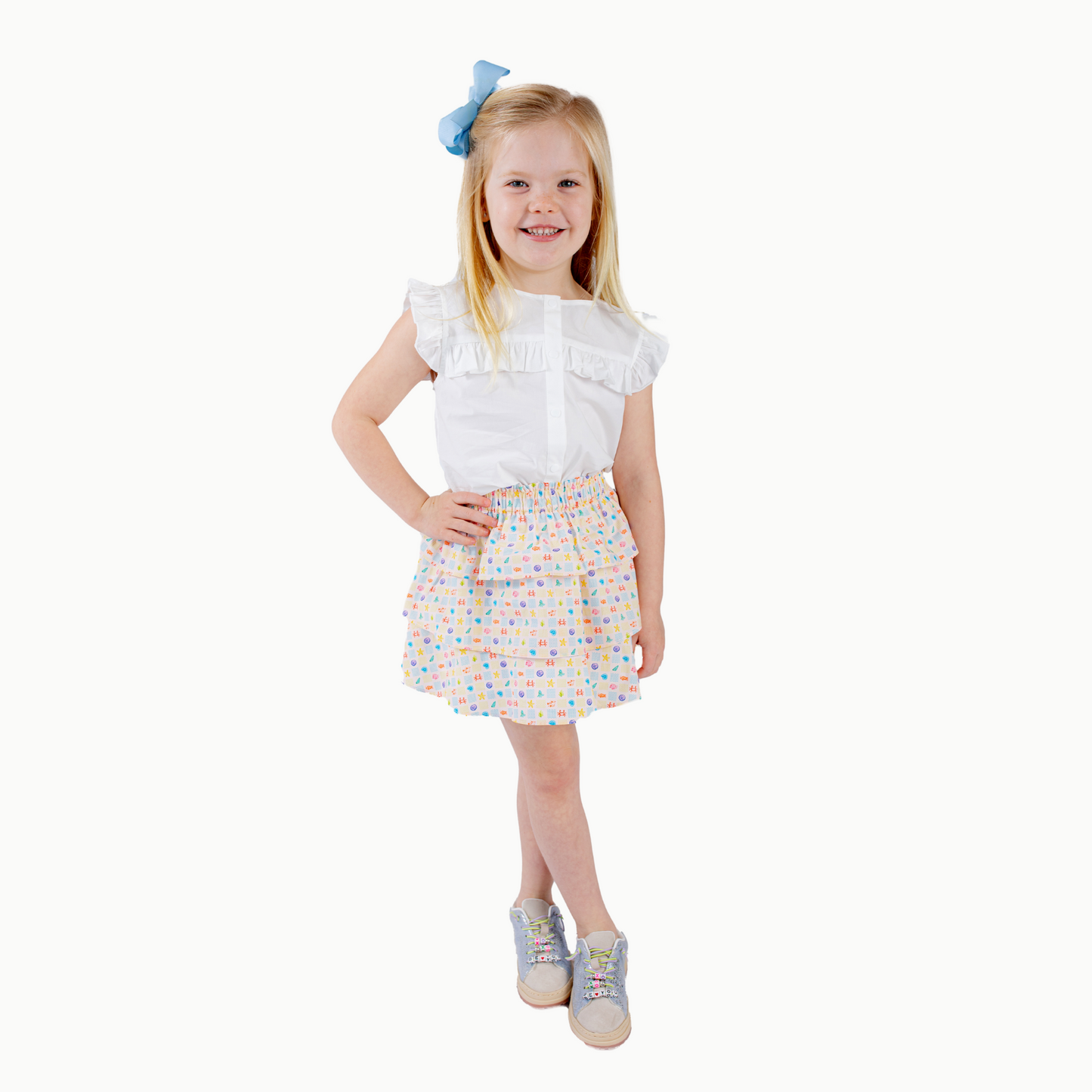 Ruffle Button Down Tank in White