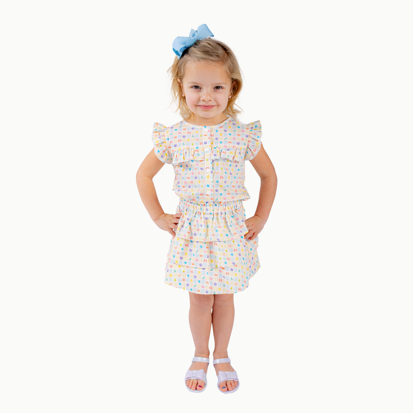 Ruffle Button Down Tank in Sea Life