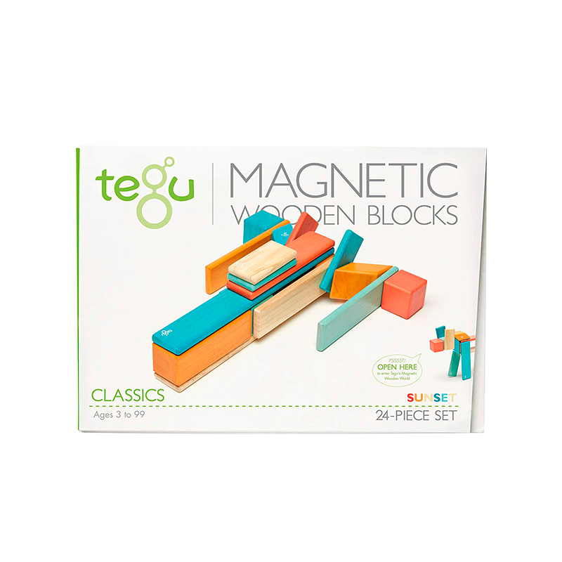 24-Piece Set, Magnetic Wooden Blocks, Tegu Classics