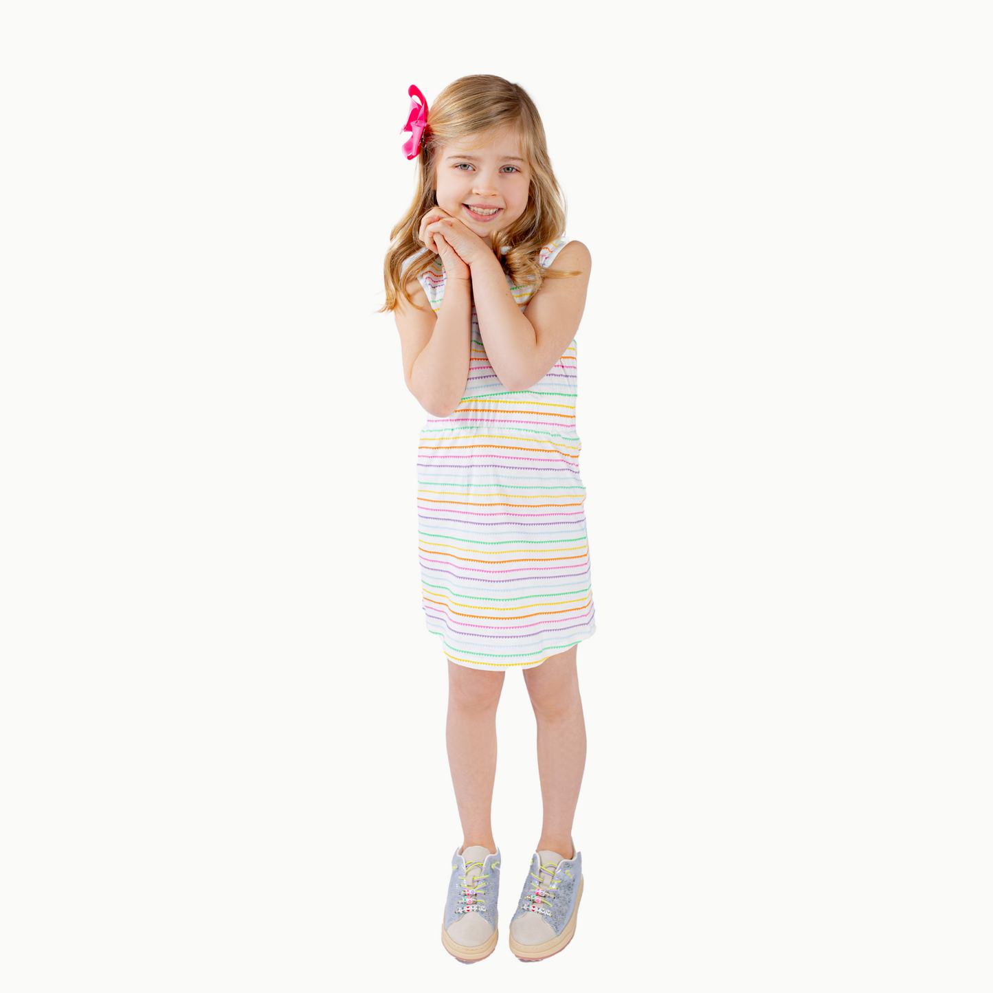 Tennis Dress in Rainbow Heart Stripe