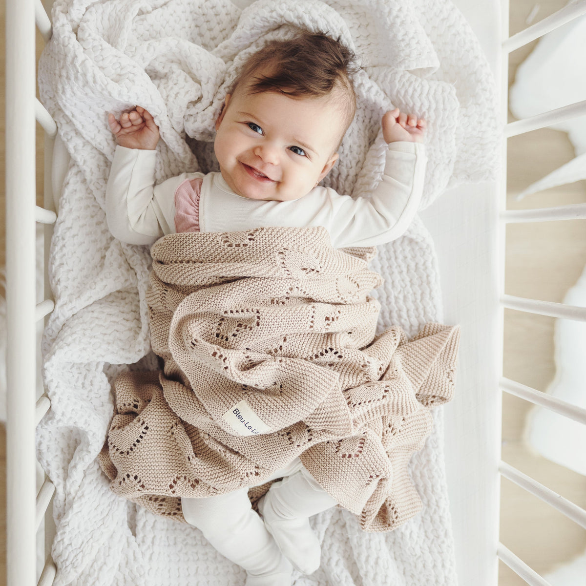 Heirloom Knit Heart Receiving Blanket for Boys and Girls - 100% Luxury Cotton Baby Blanket - Soft Warm Swaddle Receiving Blanket for Newborns Infants & Toddlers