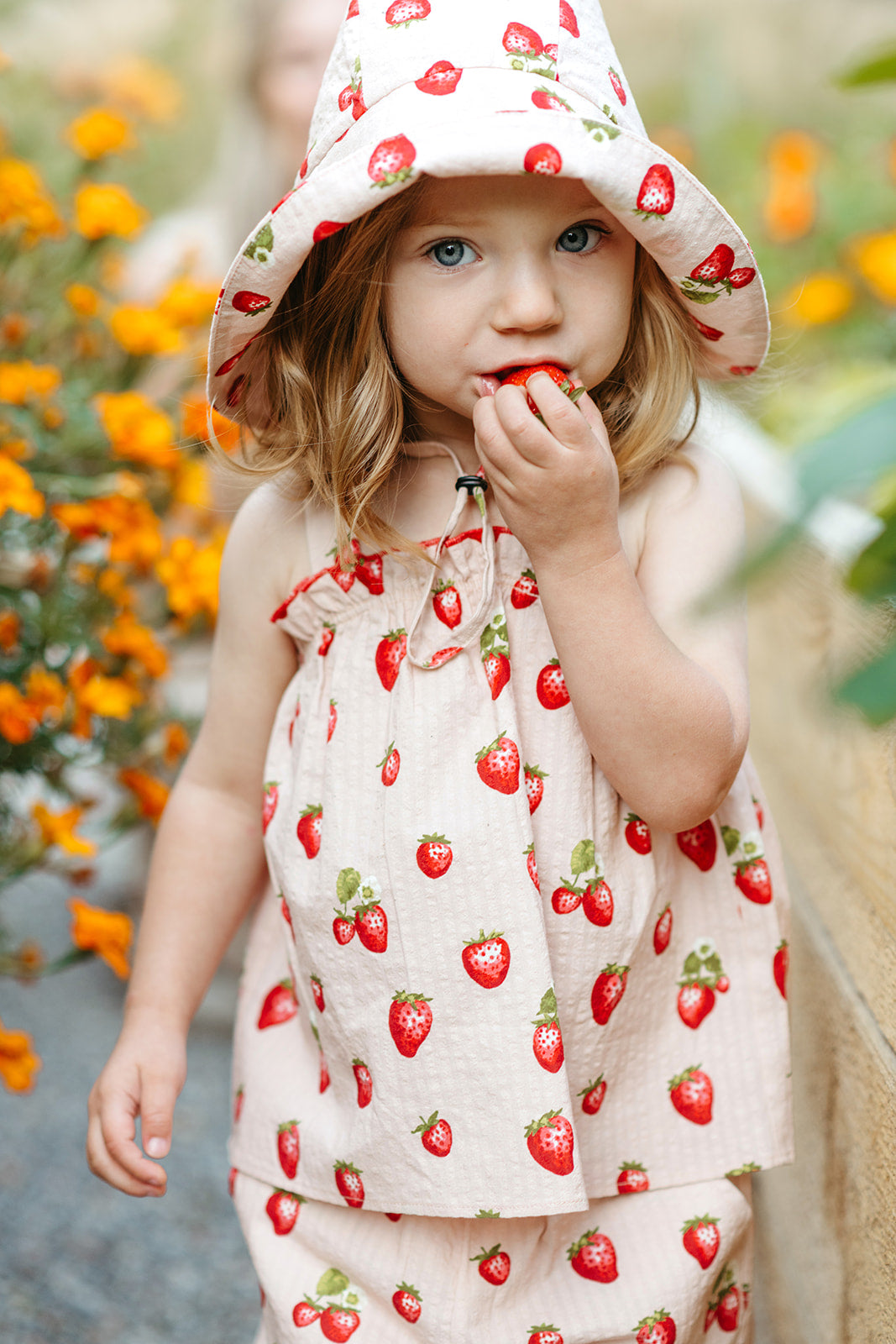 Strawberry Wide Brim Sun Bonnet