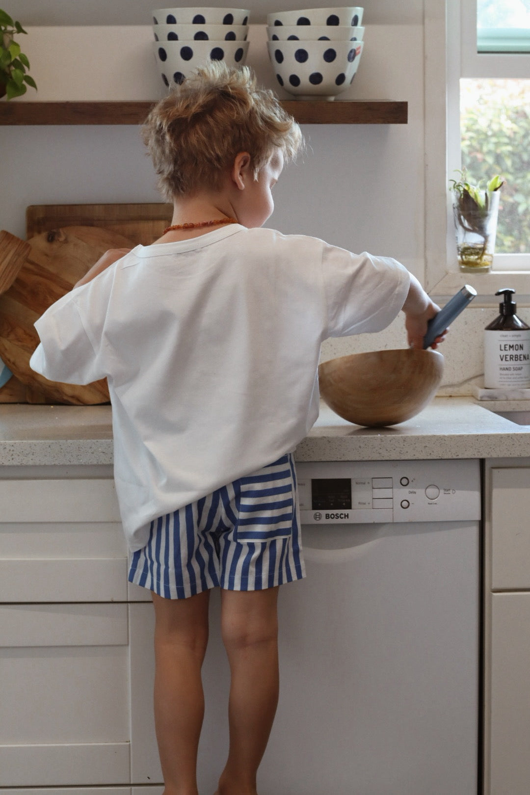 Linen Striped Shorts | Blue Stripes