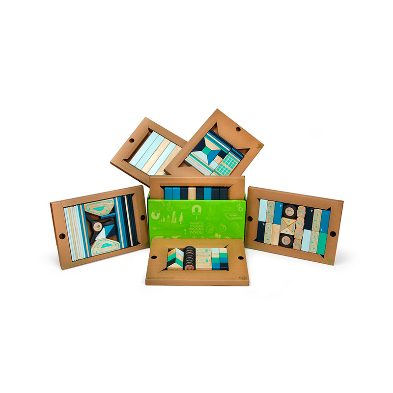 130-Piece Classroom Kit Magnetic Wooden Blocks Bulk Pack
