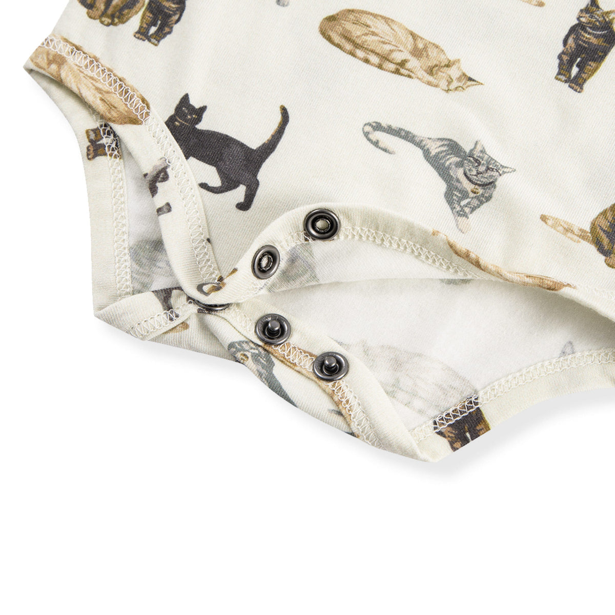 Cat Cotton Stretch Short Sleeve One Piece