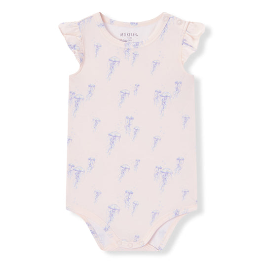 Sunset Jellyfish Cotton Stretch Ruffle One Piece