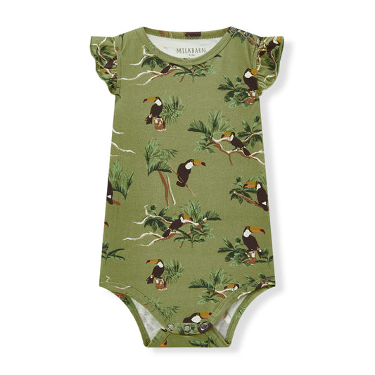 Toucan Cotton Stretch Ruffle One Piece