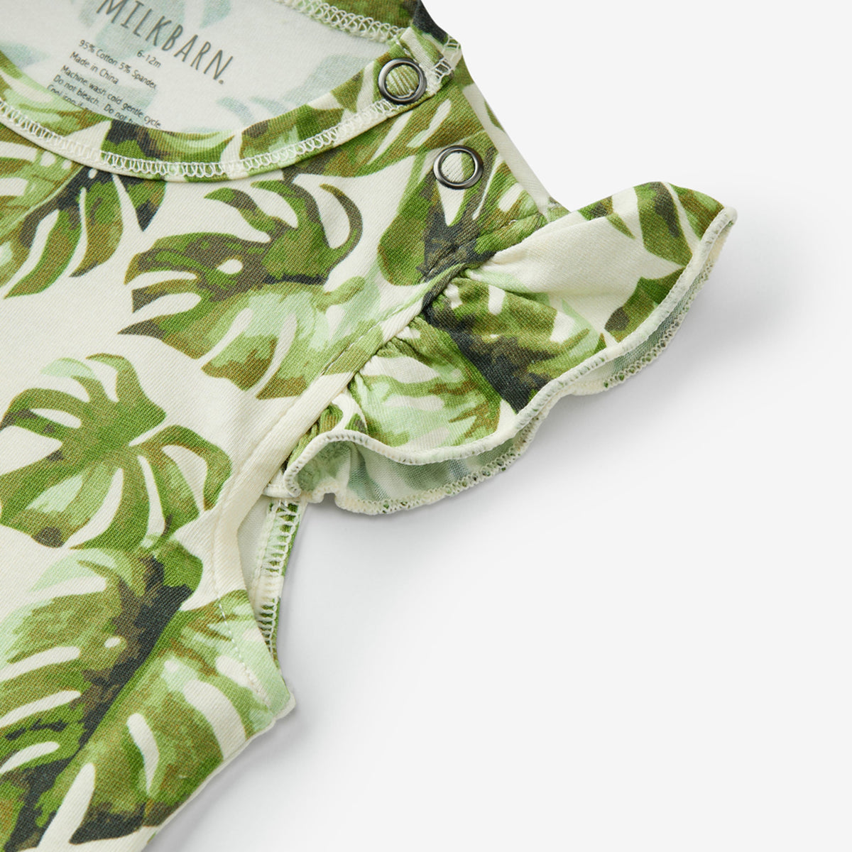 Island Leaf Cotton Stretch Ruffle One Piece