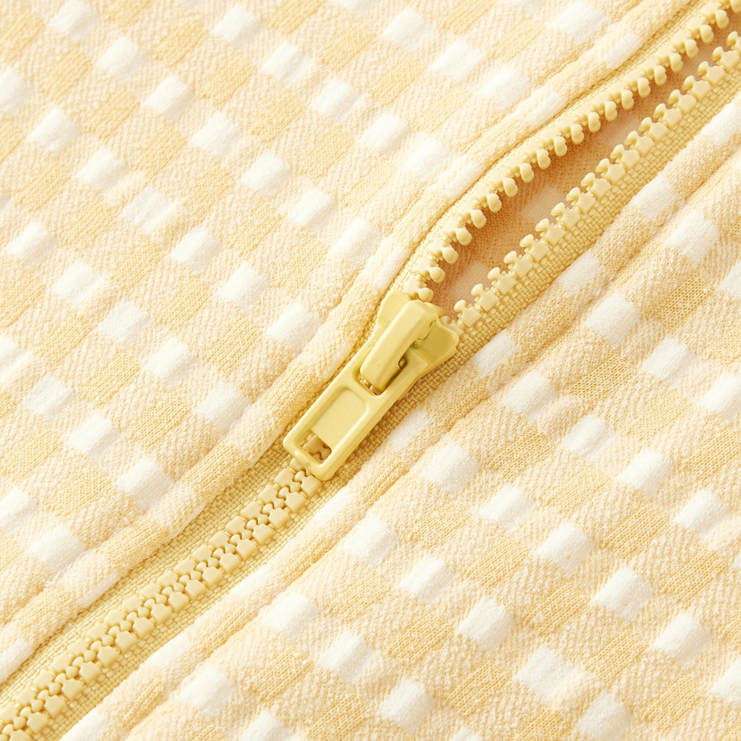 Yellow Gingham Zipper Shortall Swimsuit