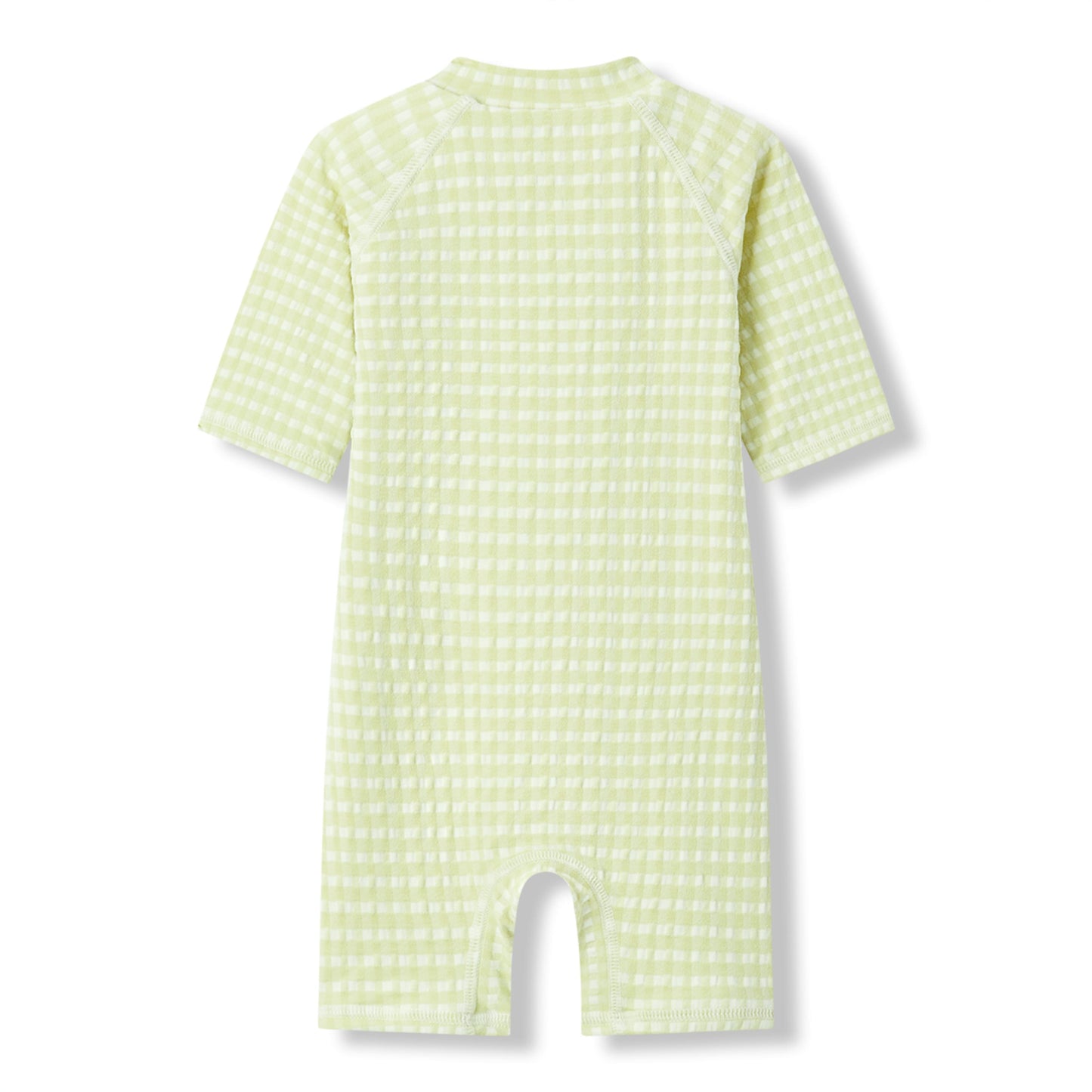 Green Gingham Zipper Shortall Swimsuit