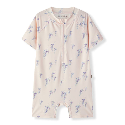 Sunset Jellyfish Zipper Shortall Swimsuit