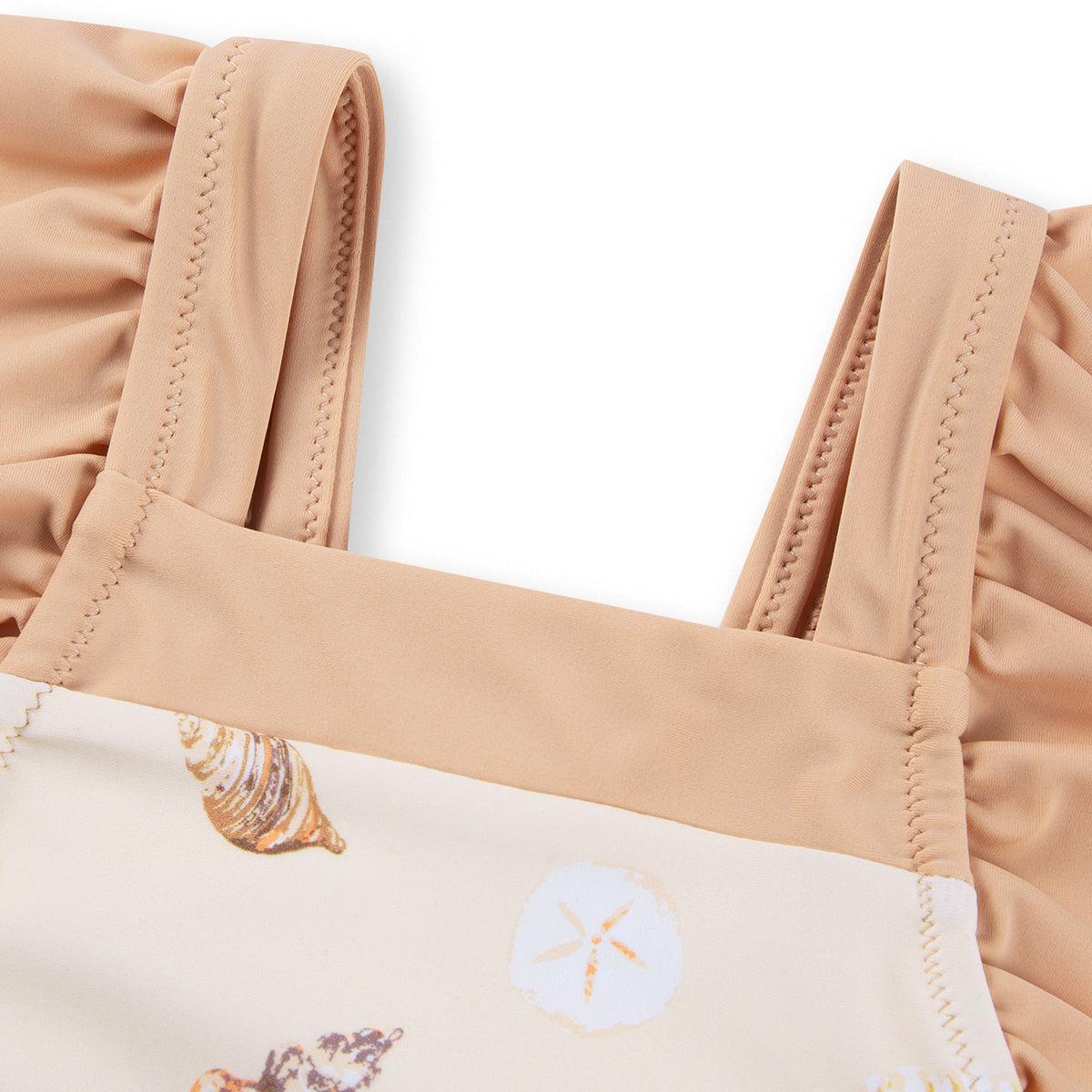 Seashells Ruffle Square Neck Swimsuit