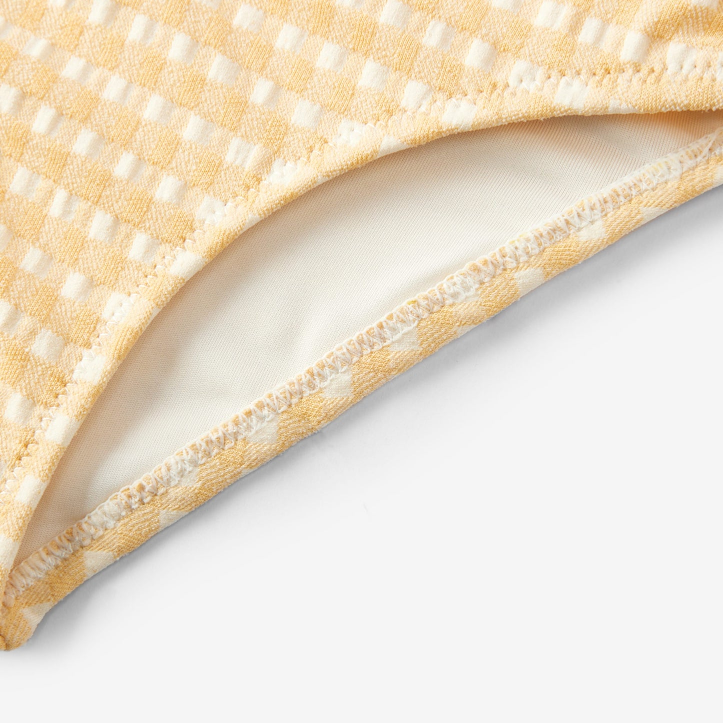 Yellow Gingham Ruffle Square Neck Swimsuit