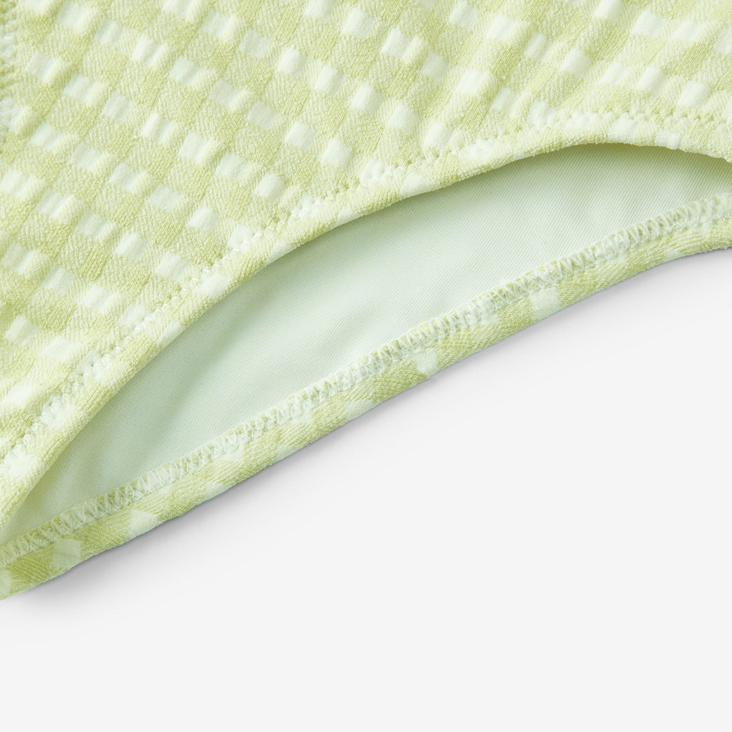 Green Gingham Ruffle Square Neck Swimsuit