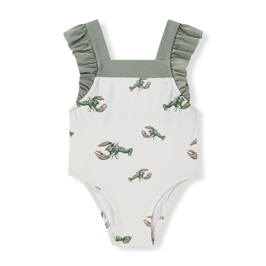 Mint Lobster Ruffle Square Neck Swimsuit