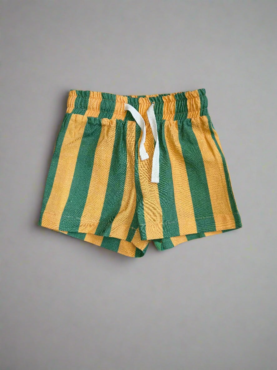 Linen Striped Shorts | Jungle Stripe