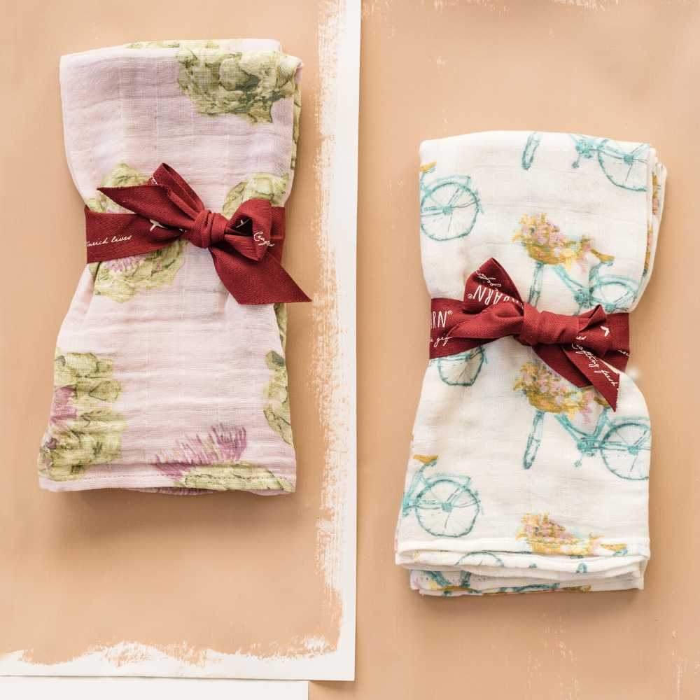 Camping Bamboo Muslin Two-Piece Burp Cloth Set