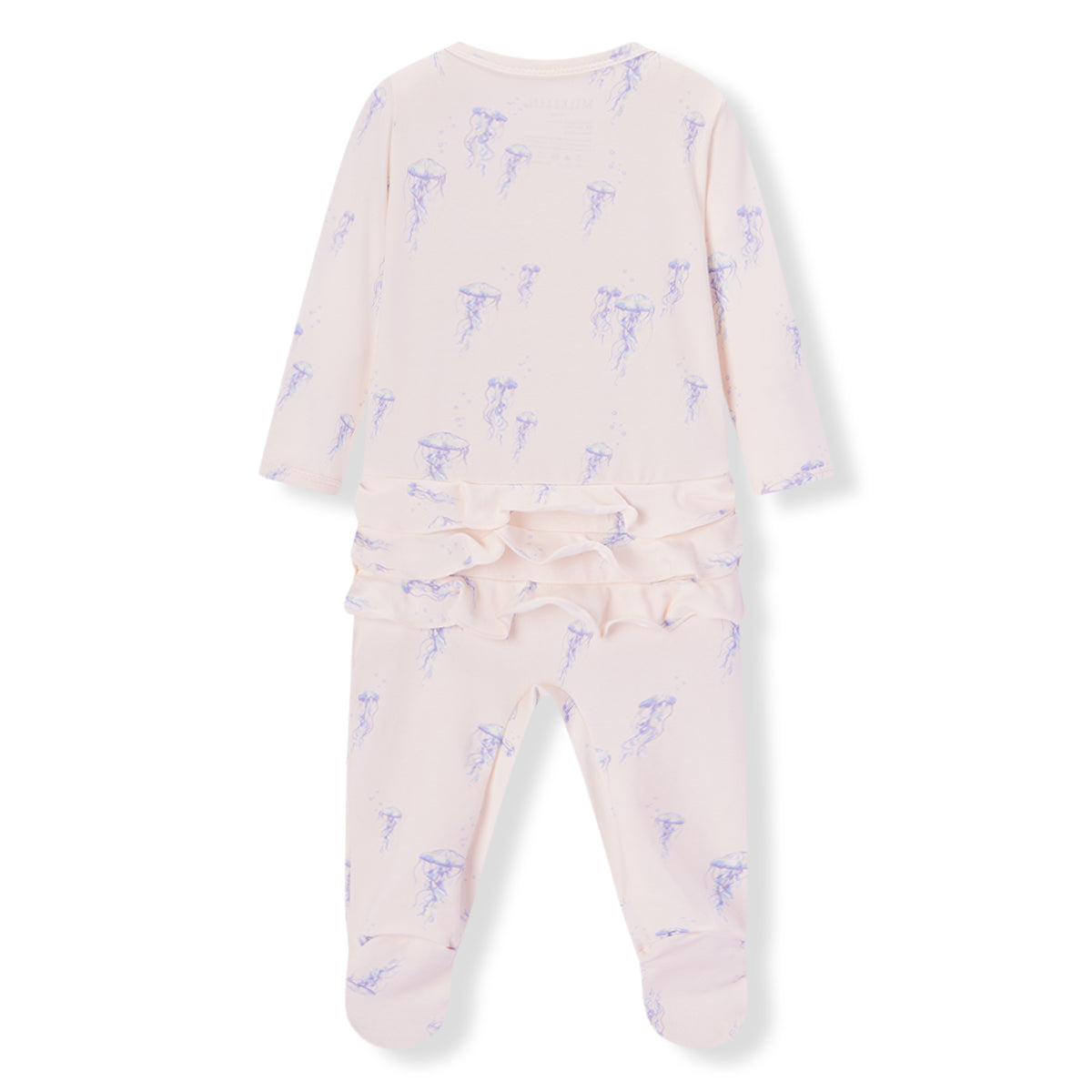 Sunset Jellyfish Cotton Stretch Ruffle Footed Romper