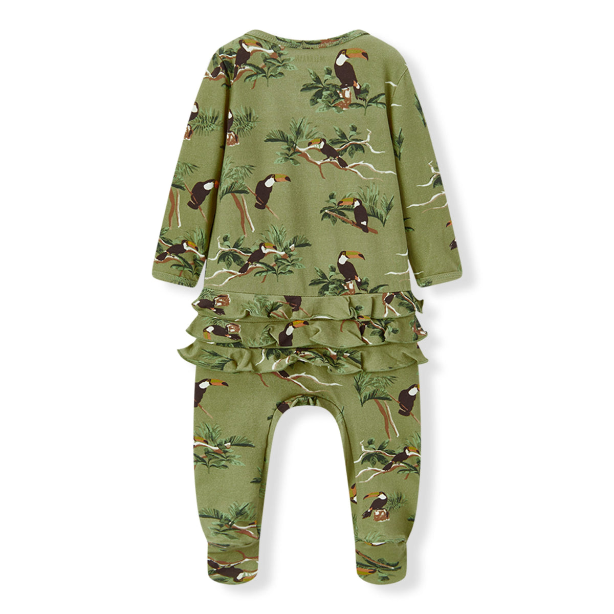 Toucan Cotton Stretch Ruffle Footed Romper