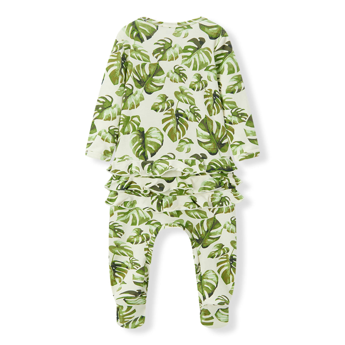 Island Leaf Cotton Stretch Ruffle Footed Romper