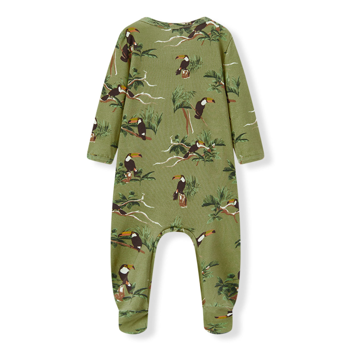 Toucan Cotton Stretch Zipper Footed Romper