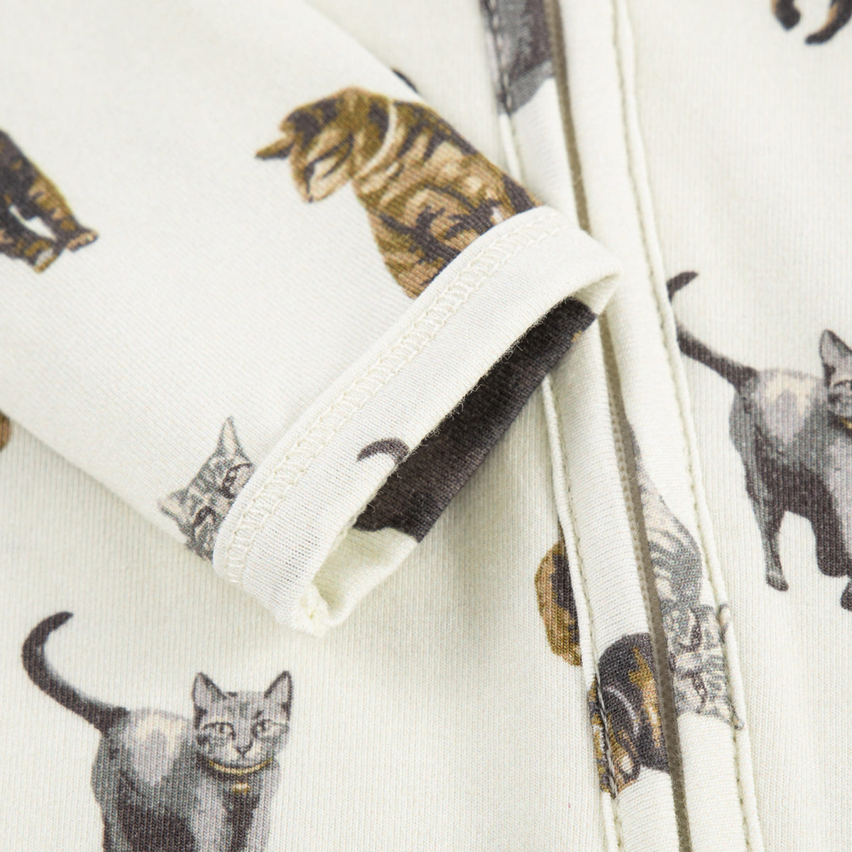Cat Cotton Stretch Zipper Footed Romper