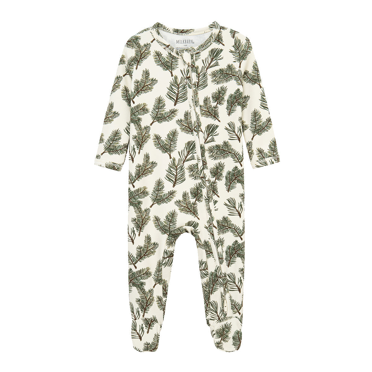 Pine Brushed Zipper Footed Romper