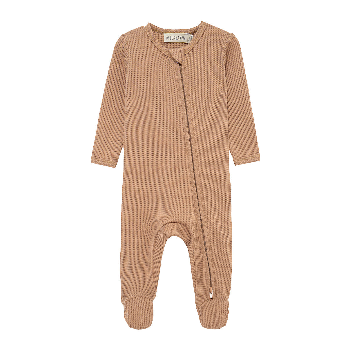 Tawny Rose Waffle Zipper Footed Romper