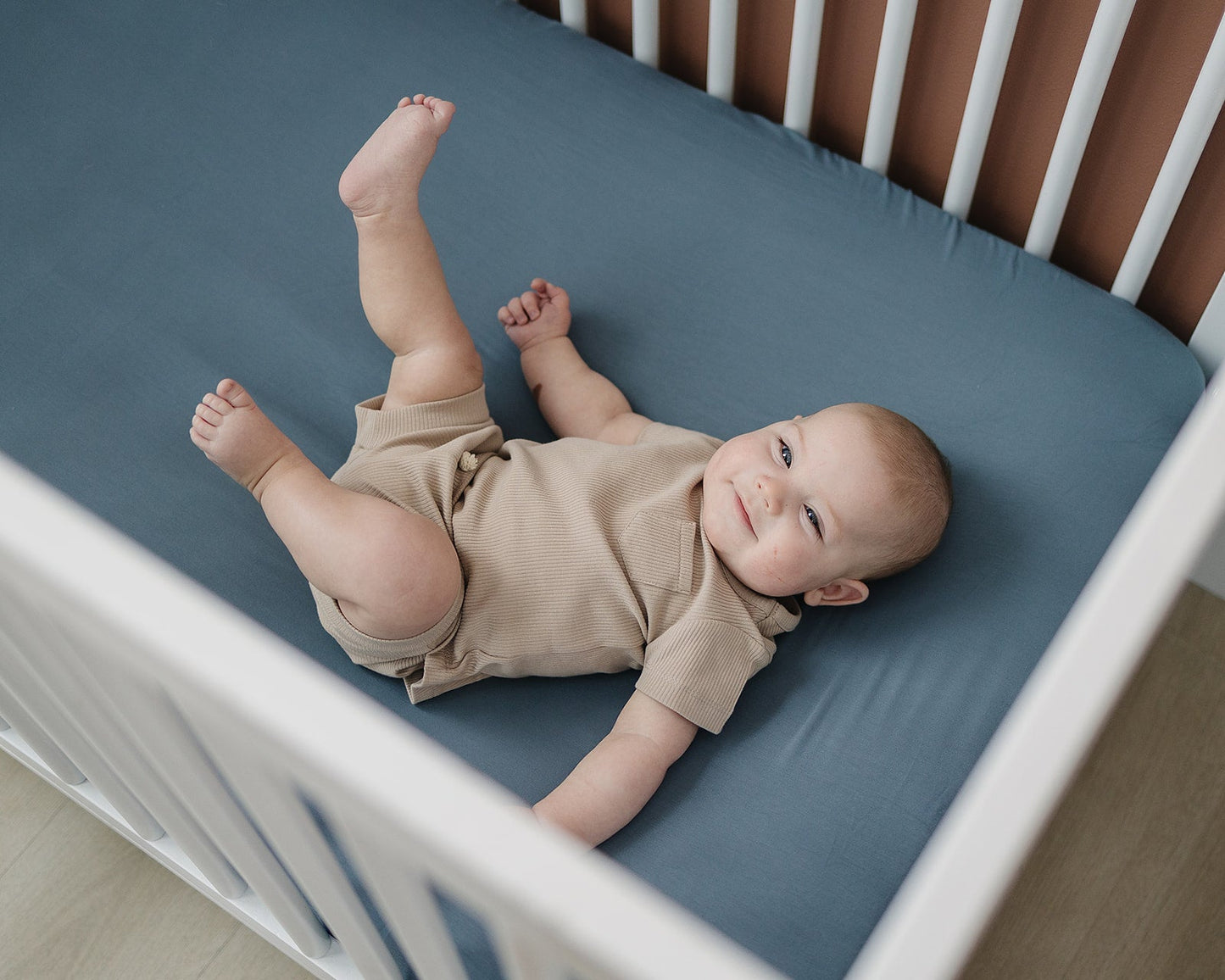 Dusty Blue Bamboo Stretch Crib Sheet