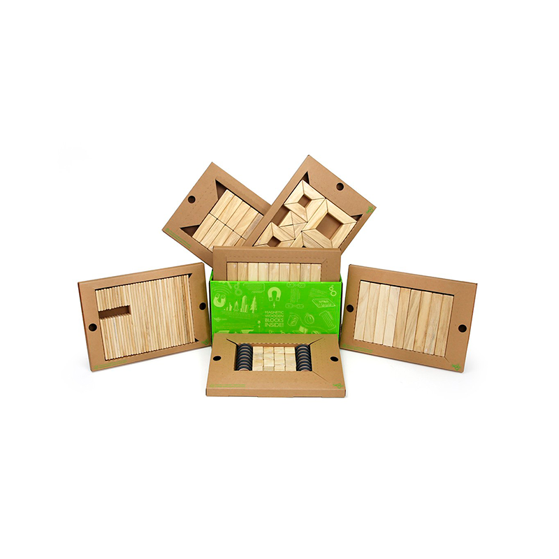 130-Piece Classroom Kit Magnetic Wooden Blocks Bulk Pack