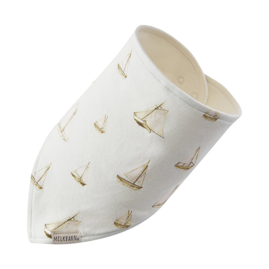 Sailboat Melody Organic Cotton Kerchief Bib