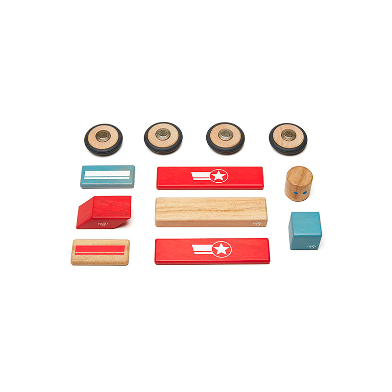 Daredevil Magnetic Wooden Blocks Stunt Team, 12 pieces