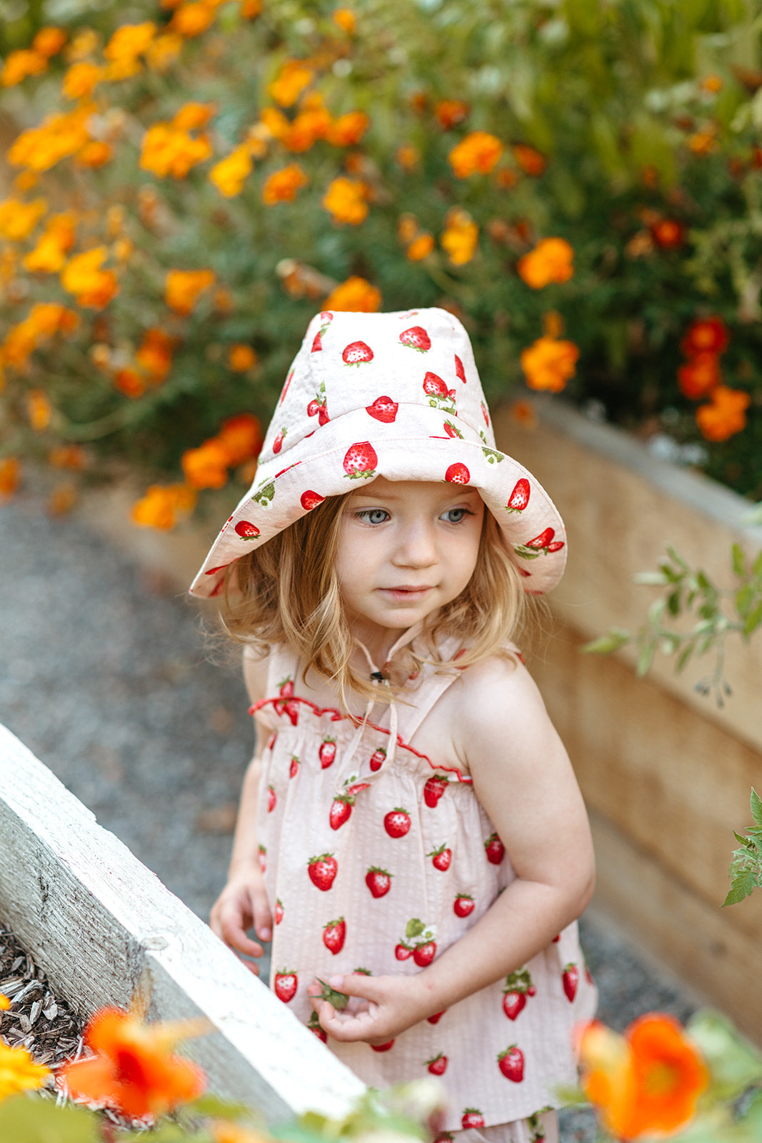 Strawberry Wide Brim Sun Bonnet