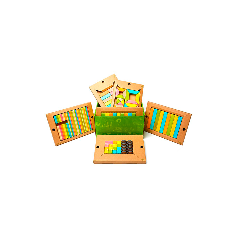 130-Piece Classroom Kit Magnetic Wooden Blocks Bulk Pack