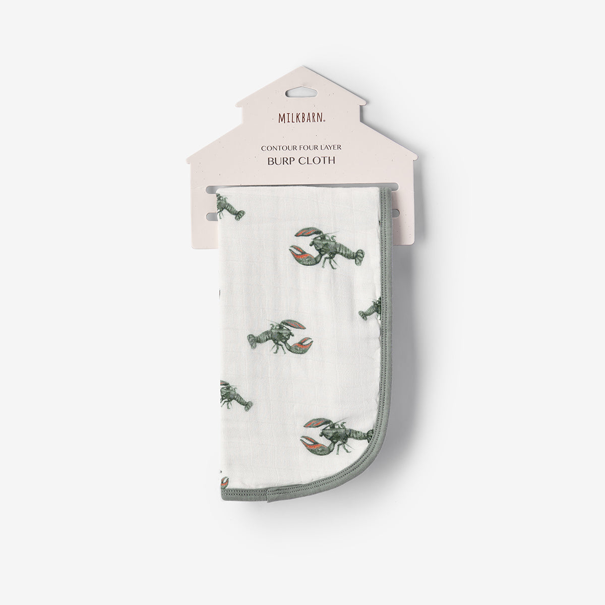 Mint Lobster Contour Four Layer Burp Cloth