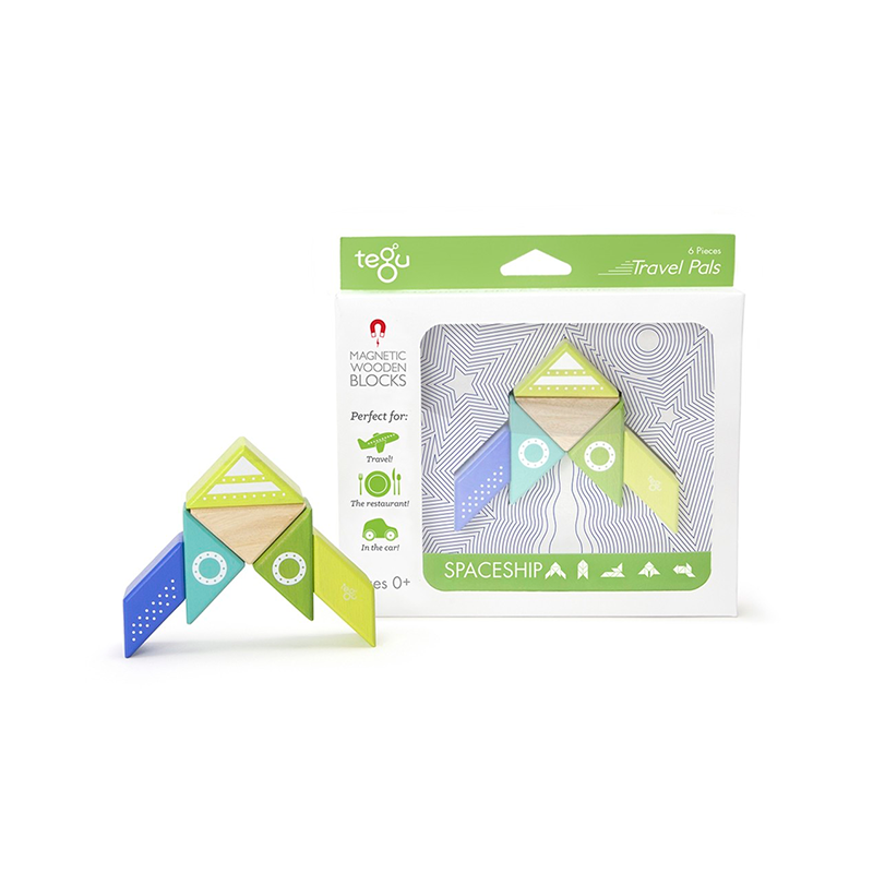 Travel Pals - Spaceship, Magnetic Wooden Blocks, 6 pieces