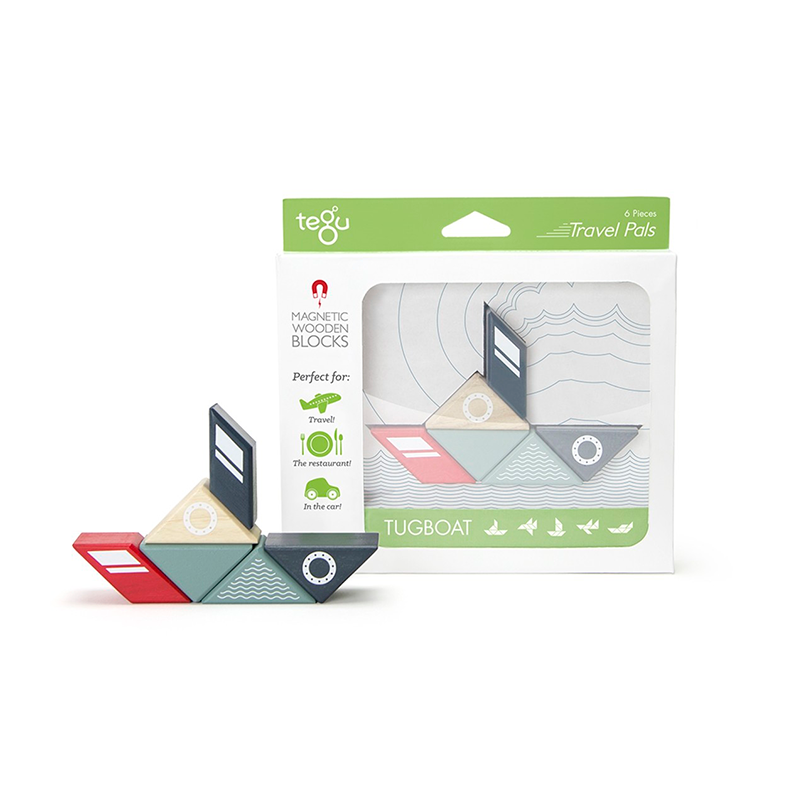 Travel Pals - Tugboat, Magnetic Wooden Blocks, 6 pieces