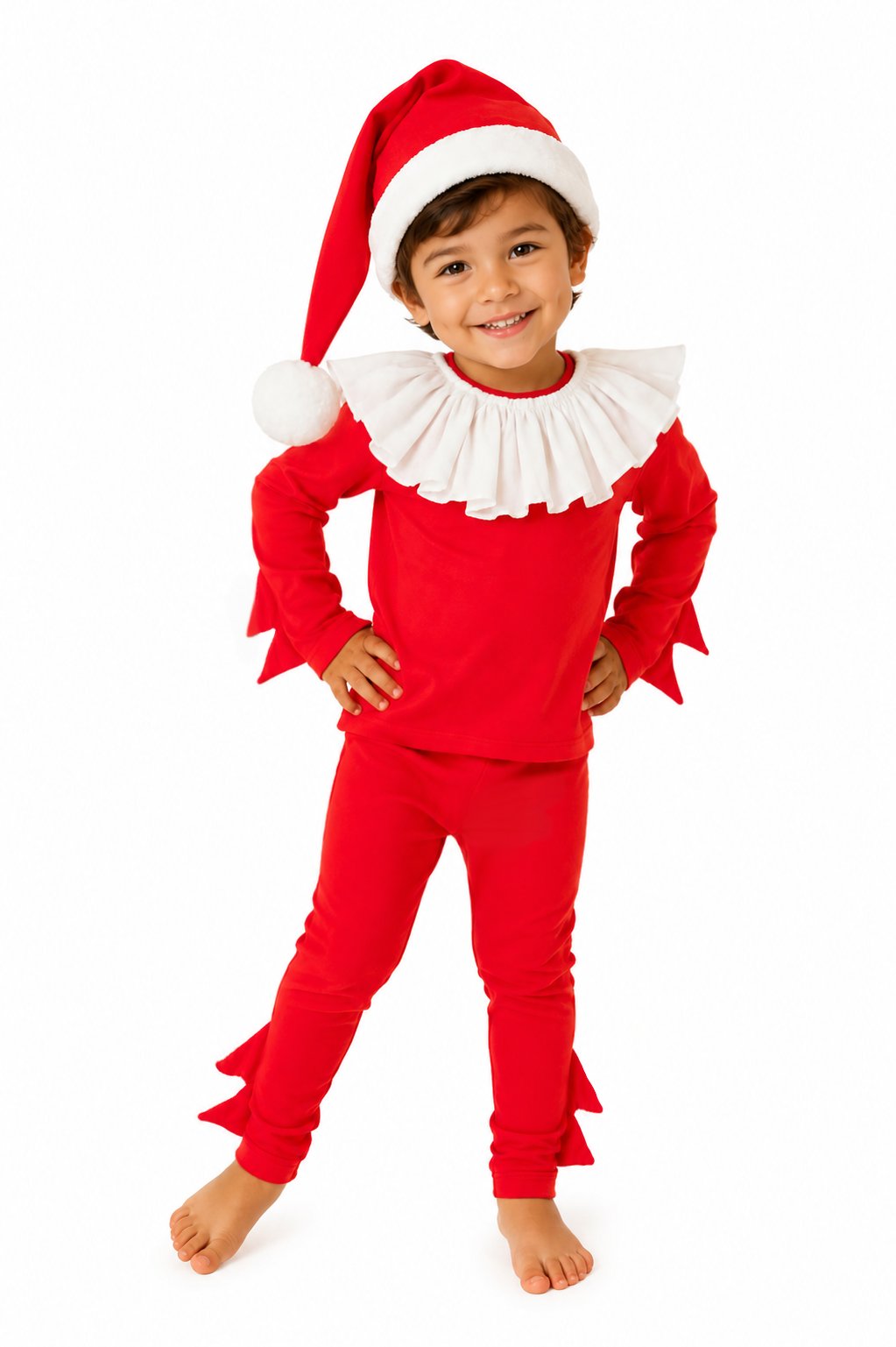 Red Holiday Elf Pajama Costume, Santa Costume