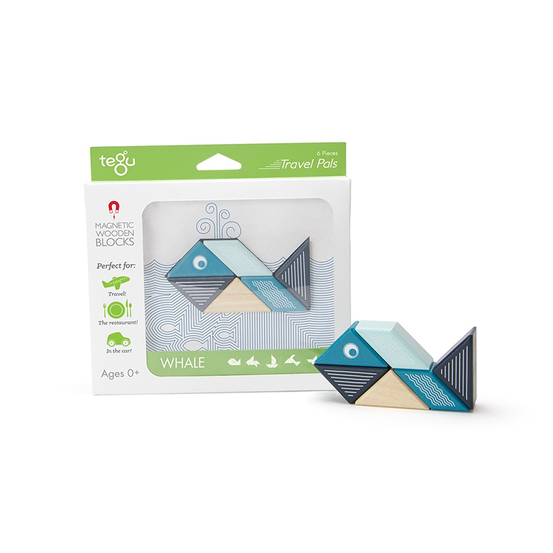 Travel Pals - Whale, Magnetic Wooden Blocks, 6 pieces