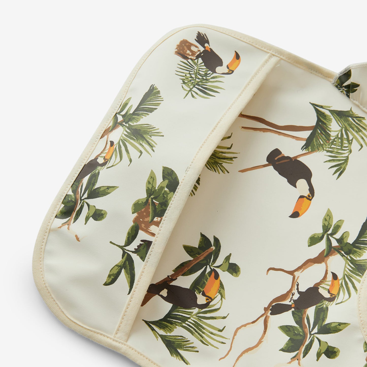 White Toucan Ruffle Pocket Bib