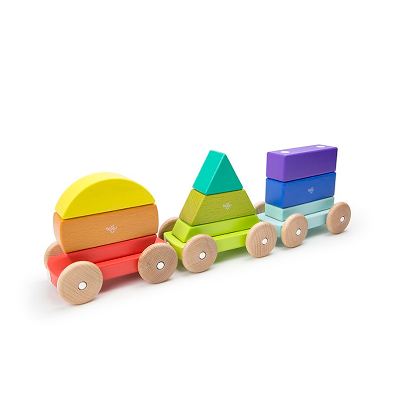 Magnetic Shape Train, Tegu Baby and Toddler, 9 pieces