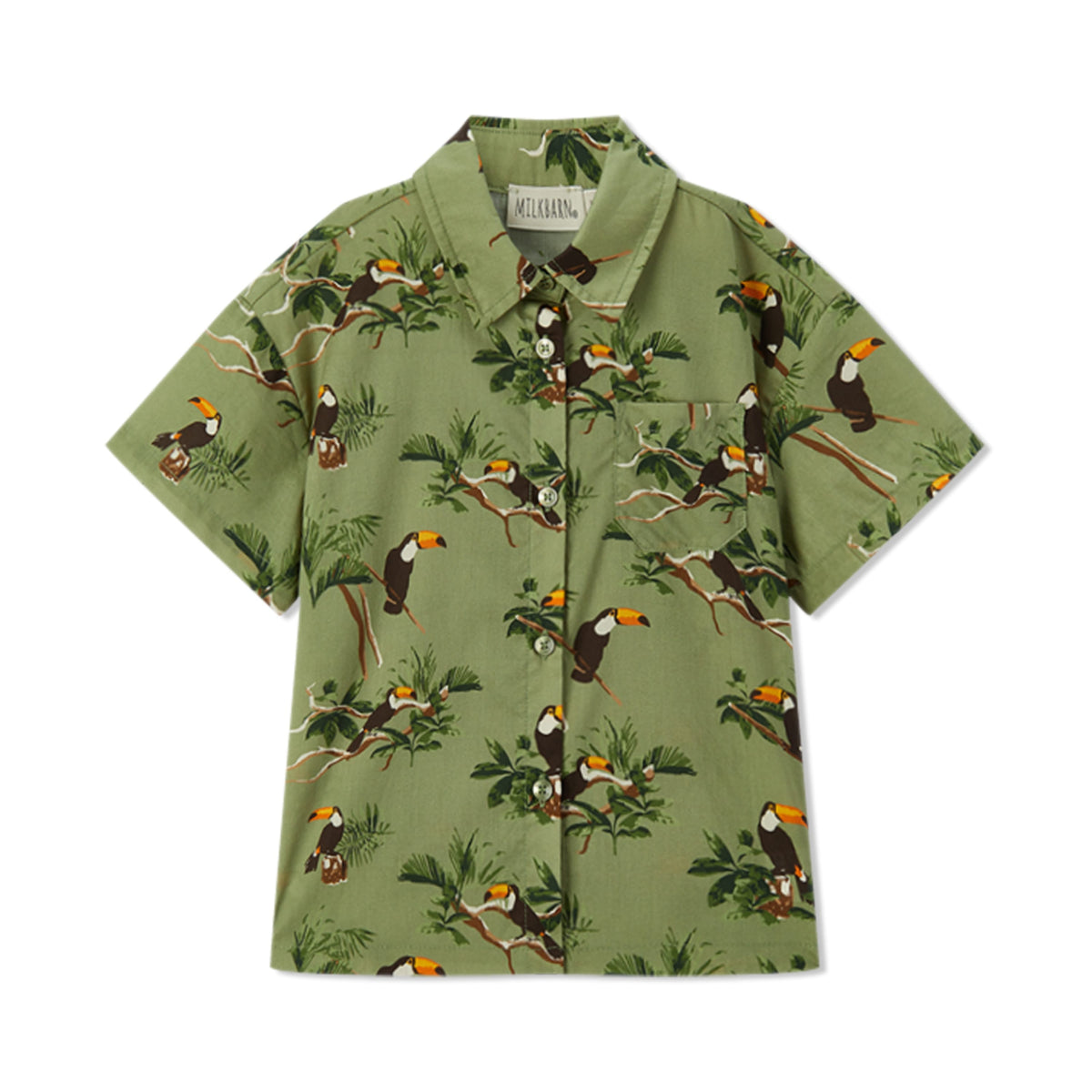 Toucan Collar Button-Up Shirt & Shorts Set