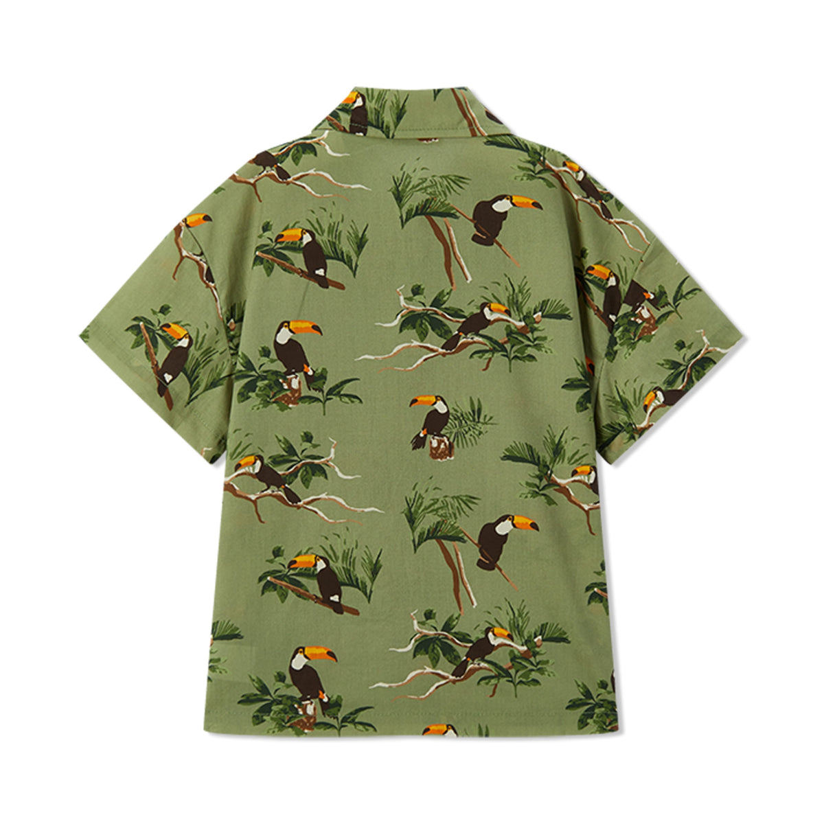 Toucan Collar Button-Up Shirt & Shorts Set
