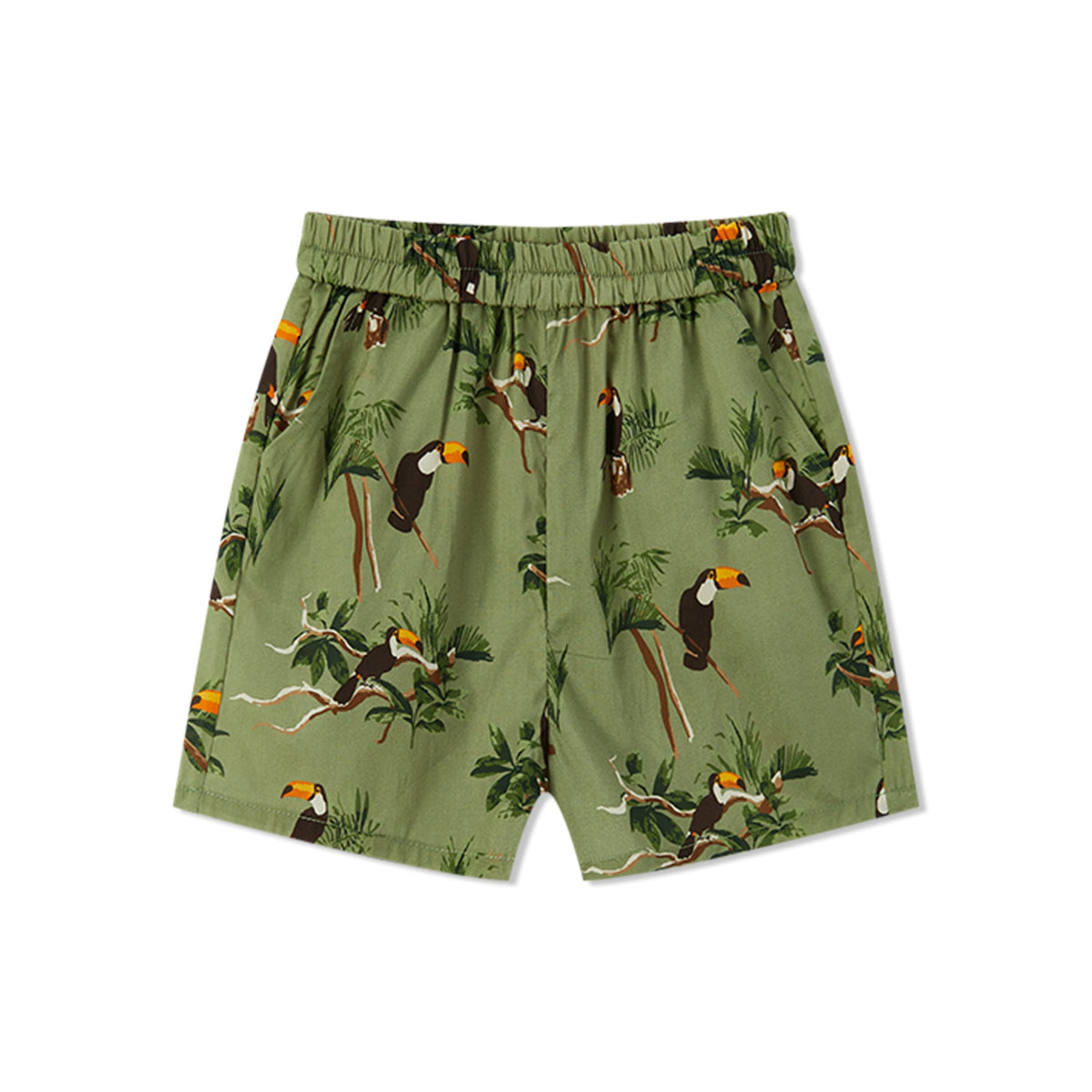 Toucan Collar Button-Up Shirt & Shorts Set